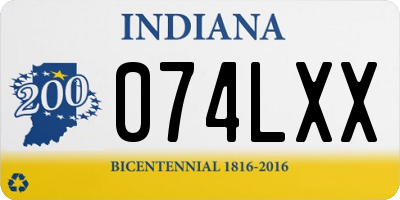 IN license plate 074LXX