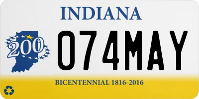 IN license plate 074MAY