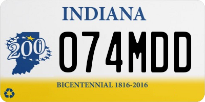 IN license plate 074MDD