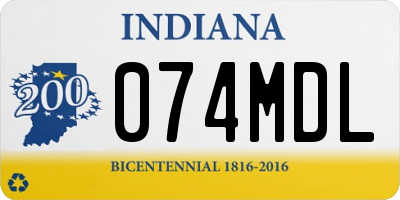 IN license plate 074MDL