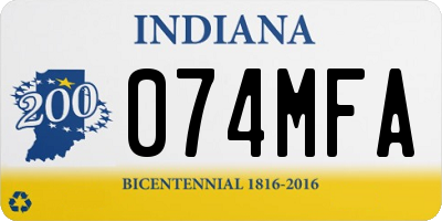 IN license plate 074MFA
