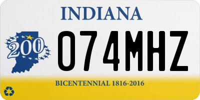 IN license plate 074MHZ