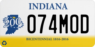 IN license plate 074MOD