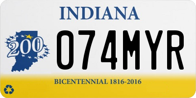 IN license plate 074MYR