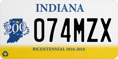 IN license plate 074MZX