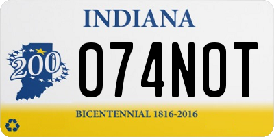 IN license plate 074NOT