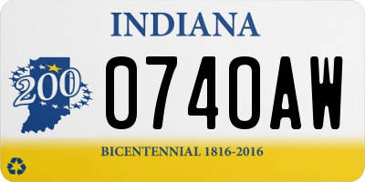 IN license plate 074OAW