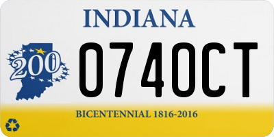 IN license plate 074OCT