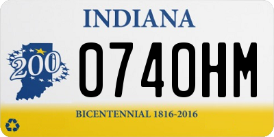 IN license plate 074OHM