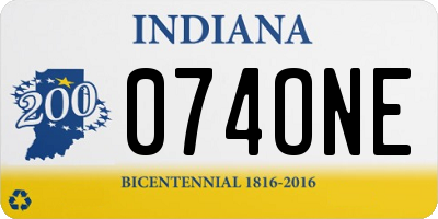 IN license plate 074ONE