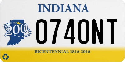 IN license plate 074ONT