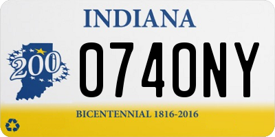 IN license plate 074ONY