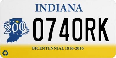 IN license plate 074ORK