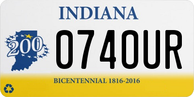 IN license plate 074OUR
