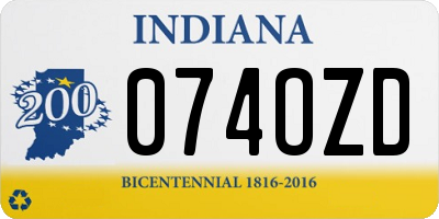 IN license plate 074OZD