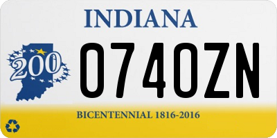 IN license plate 074OZN
