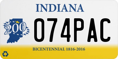 IN license plate 074PAC