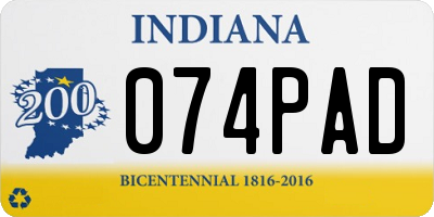 IN license plate 074PAD