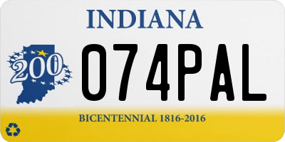IN license plate 074PAL