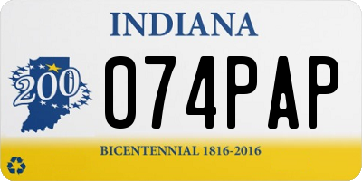 IN license plate 074PAP