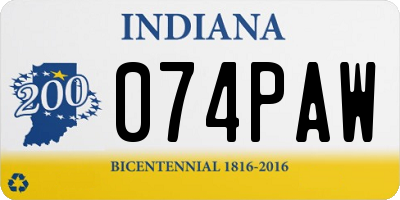 IN license plate 074PAW