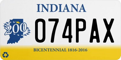 IN license plate 074PAX