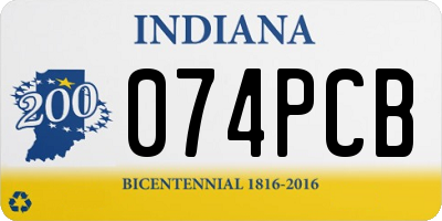 IN license plate 074PCB