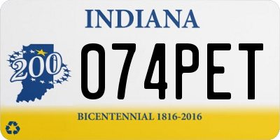 IN license plate 074PET