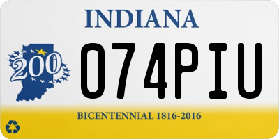 IN license plate 074PIU