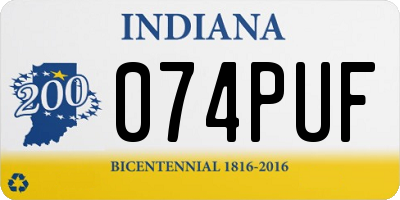 IN license plate 074PUF