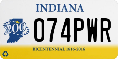 IN license plate 074PWR