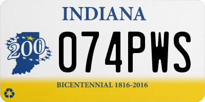 IN license plate 074PWS