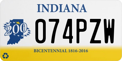 IN license plate 074PZW