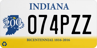 IN license plate 074PZZ