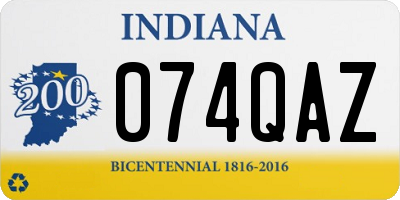 IN license plate 074QAZ