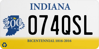 IN license plate 074QSL