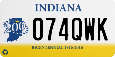 IN license plate 074QWK
