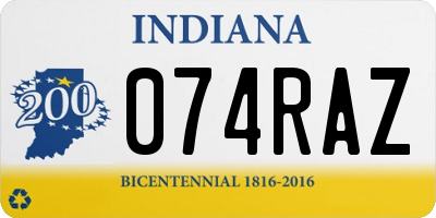 IN license plate 074RAZ