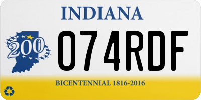 IN license plate 074RDF