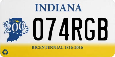 IN license plate 074RGB