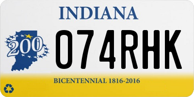 IN license plate 074RHK