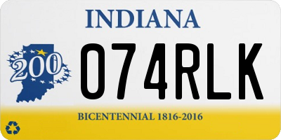 IN license plate 074RLK