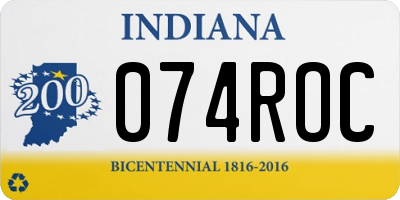 IN license plate 074ROC