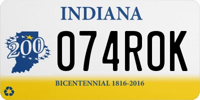 IN license plate 074ROK