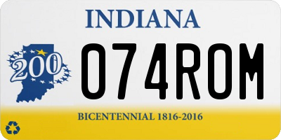IN license plate 074ROM