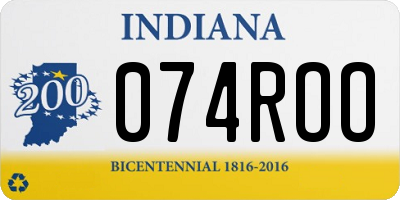 IN license plate 074ROO