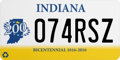 IN license plate 074RSZ