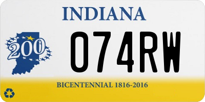 IN license plate 074RW