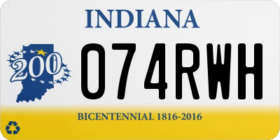 IN license plate 074RWH
