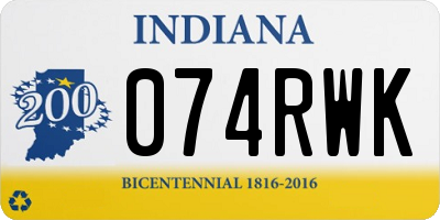 IN license plate 074RWK